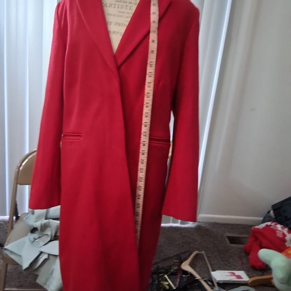 Liz Claiborne Bold Red Wool Coat - Picture 5 of 9